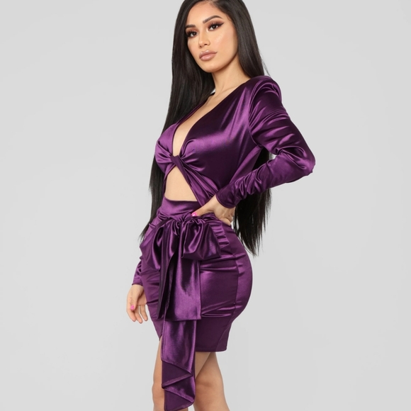 Purple Satin Dress - Picture 2 of 3